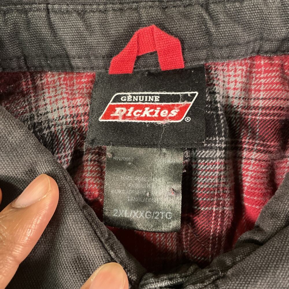 Dickies Work Jacket Mens 2XL Black Canvas Flannel Lined Snap Button Workwear - Picture 5 of 11